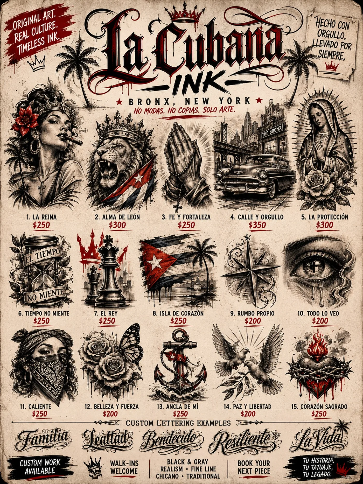La Cubana Inks flash menu